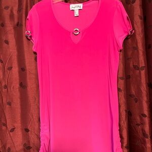 Joseph Ribkoff Fuchsia Top with Silver Ring Details